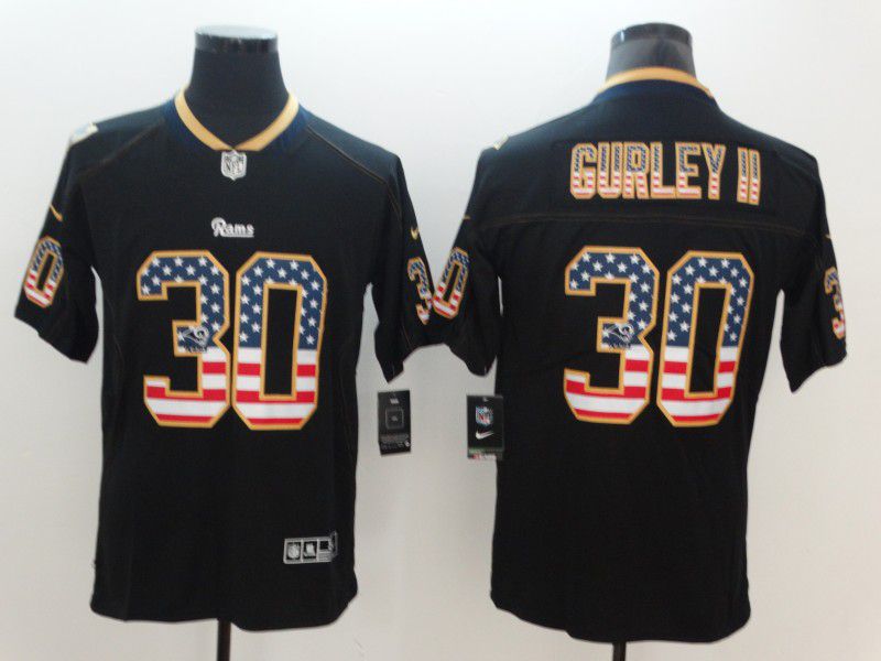 Men Los Angeles Rams 30 Gurley ii Nike USA Flag Fashion Black Color Rush Limited NFL Jerseys